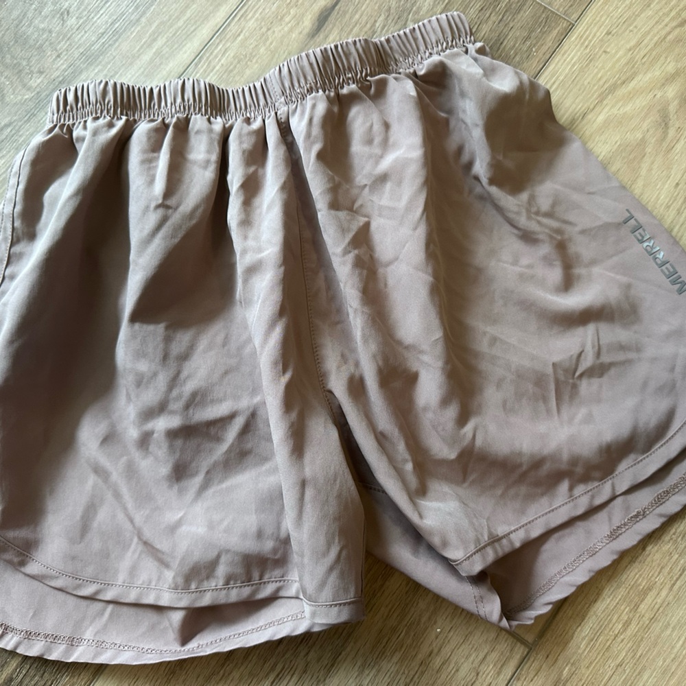 Merrell Beige Elastic Waist Lined Shorts